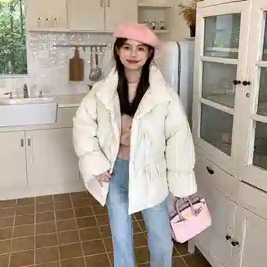 棉购 面包服立领纯色拉链棉服 女款