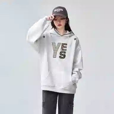棉购 连帽刺绣潮流加绒春秋薄款宽松慵懒冬季加厚长袖上衣外套卫衣男 女款