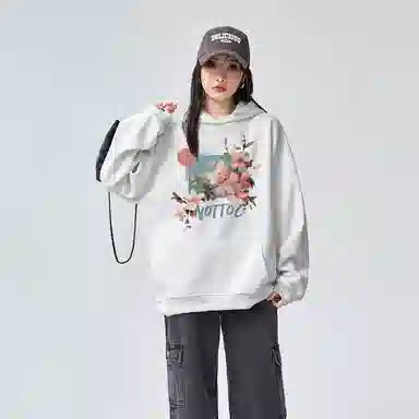 棉购 连帽加绒加厚百搭时尚个性韩版潮流休闲印花图案卫衣 女款