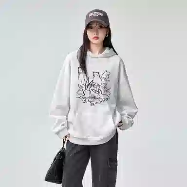 棉购 美式连帽潮流长袖卡通卫衣 男女同款
