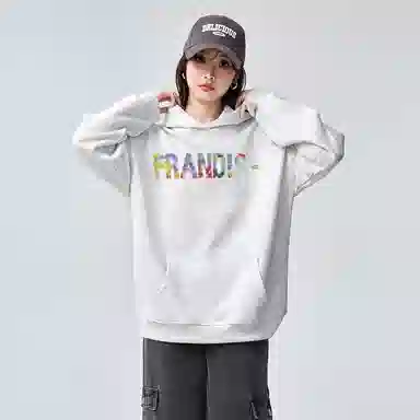 棉购 美式潮流设计感印花大码宽松上衣卫衣 女款