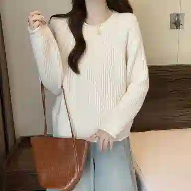 棉购 韩系氛围感宽松慵懒风绝美通勤显瘦针织衫 女款