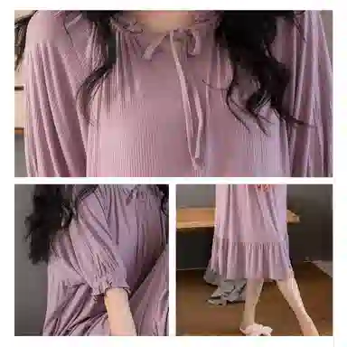 棉购 甜美可爱凉感中长款短袖睡裙 女款