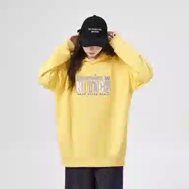 棉购 加绒加厚宽松高街时尚字母印花连帽设计卫衣 女款