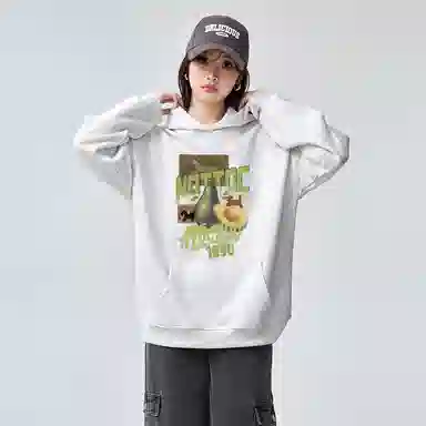 棉购 复古水果油画连帽上衣美式宽松加绒加厚秋冬长袖学院街头风卫衣 男女同款