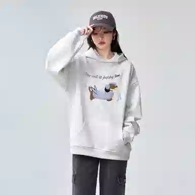 棉购 美式卡通刺绣连帽秋冬重磅加厚宽松慵懒风上衣潮卫衣 男女同款