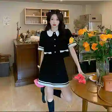 棉购 高级感短袖上衣短裙两件套裙装套装 女款