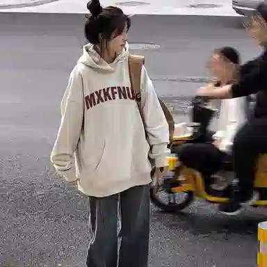 棉购 潮牌美式复古小众字母印花连帽休闲百搭卫衣 男女同款