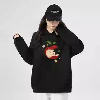 棉购 宽松薄款连帽长袖卫衣 女款