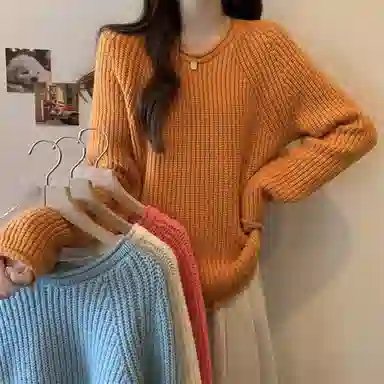 棉购 韩系氛围感宽松慵懒风绝美通勤显瘦针织衫 女款