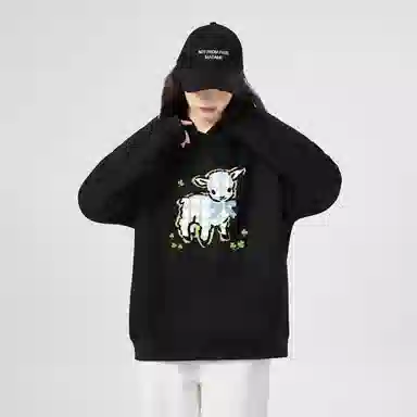 棉购 薄款连帽宽松韩版学生口袋套头通勤长袖卫衣 女款