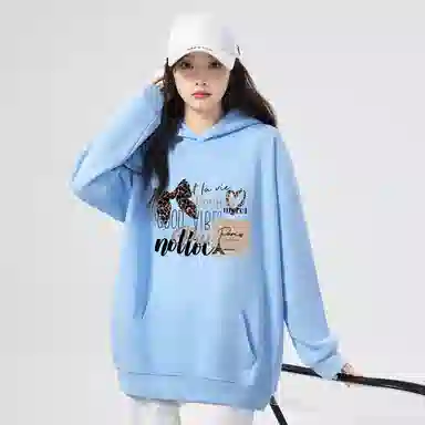 棉购 美式连帽加绒加厚外套学生舒适休闲百搭个性印花卫衣 女款