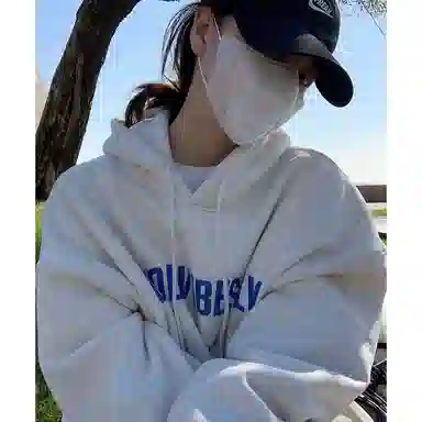 棉购 美式基础款字母印花连帽加绒加厚保暖长袖卫衣 男女同款