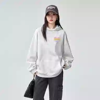 棉购 连帽潮流宽松帽衫加绒加厚外套上衣卫衣 女款