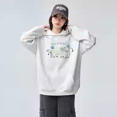 棉购 潮流美式连帽设计感印花宽松卫衣 女款