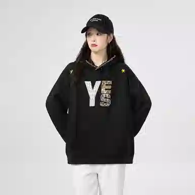 棉购 连帽刺绣潮流加绒春秋薄款宽松慵懒冬季加厚长袖上衣外套卫衣男 女款