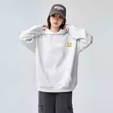 棉购 美式连帽印花加绒加厚潮流重磅学生卫衣 女款