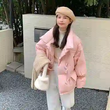 棉购 面包服立领纯色拉链棉服 女款