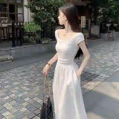 棉购 韩版时尚休闲套头裙短袖连衣裙 女款