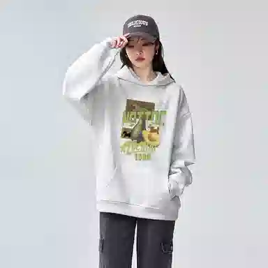 棉购 复古水果油画连帽上衣美式宽松加绒加厚秋冬长袖学院街头风卫衣 男女同款