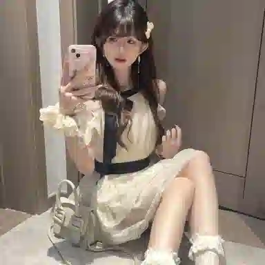 棉购 优雅简约气质氛围感蓬蓬裙荷叶边无袖连衣裙 女款 白色