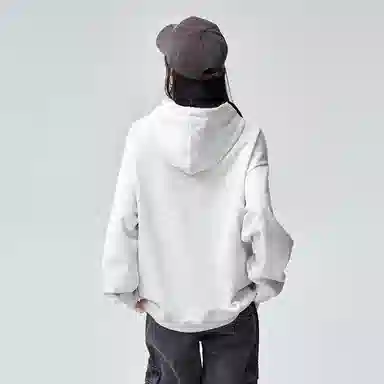 棉购 连帽字母印花小众秋冬加绒加厚学生美式重磅宽松上衣卫衣男 女款