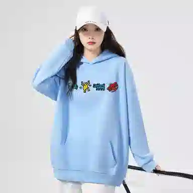 棉购 重磅潮流连帽卡通宽松加绒加厚中国风上衣卫衣 女款