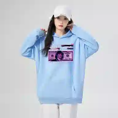 棉购 秋冬加绒加厚学生美式帽衫情侣装重磅宽松上衣宽松街头时尚潮流卫衣 男女同款