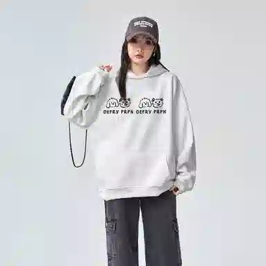 棉购 美式复古连帽宽松卡通个性舒适百搭外套上衣时尚卫衣 女款