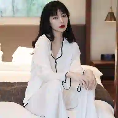 棉购 法式浪漫居家服冰丝高级性感长袖长裤睡衣套装 女款