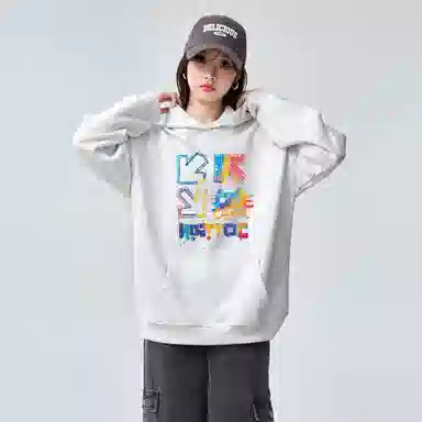 棉购 连帽潮流加绒宽松慵懒加厚长袖卫衣 女款