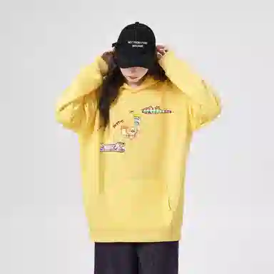 棉购 连帽薄款卡通个性时尚舒适潮牌学生美式卫衣 女款