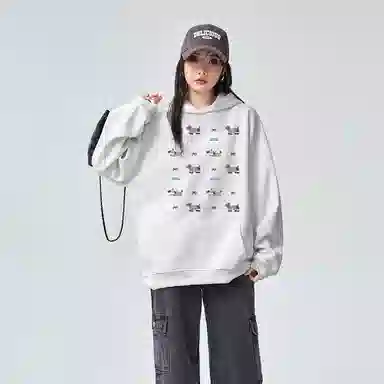 棉购 连帽美式重磅宽松卡通卫衣 男女同款