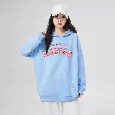 棉购 连帽潮流加绒加厚宽松韩版学生口袋带帽套头休闲外套卫衣 女款