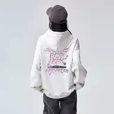 棉购 美式个性涂鸦连帽慵懒风宽松外套卫衣 女款