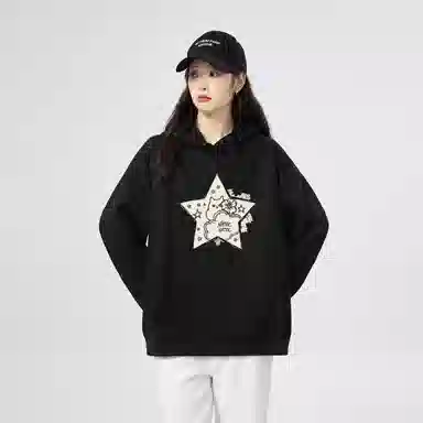 棉购 星星宽松连帽长袖卫衣 女款