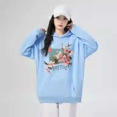 棉购 连帽加绒加厚百搭时尚个性韩版潮流休闲印花图案卫衣 女款