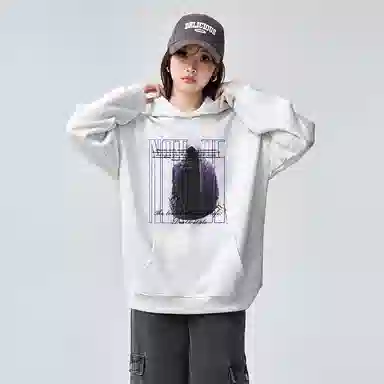 棉购 春秋连帽潮流宽松韩版上衣学生口袋带帽套头休闲加绒外套卫衣 男女同款