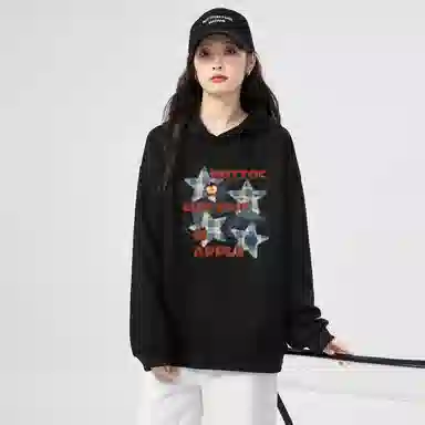 棉购 美式连帽印花潮流外套卫衣 女款