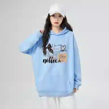 棉购 美式连帽加绒加厚外套学生舒适休闲百搭个性印花卫衣 女款