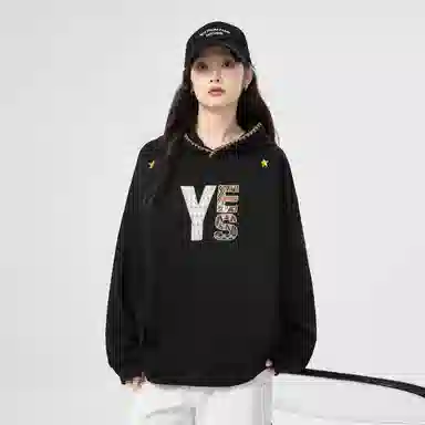 棉购 连帽刺绣潮流加绒春秋薄款宽松慵懒冬季加厚长袖上衣外套卫衣男 女款
