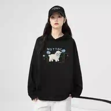棉购 潮流美式连帽设计感印花宽松卫衣 女款