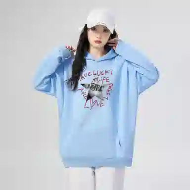 棉购 连帽趣味涂鸦加绒加厚潮学生美式外套卫衣 女款