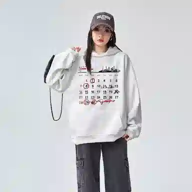 棉购 连帽潮流慵懒风上衣百搭秋季情侣宽松帽衫美式重磅外套上衣卫衣 男女同款