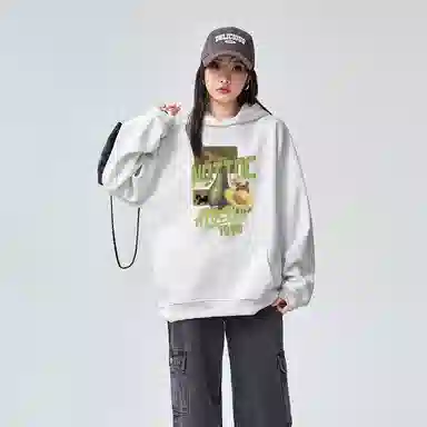 棉购 复古水果油画连帽上衣美式宽松加绒加厚秋冬长袖学院街头风卫衣 男女同款