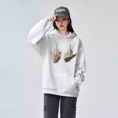 玉儿恋 连帽百搭潮流印花美式卫衣 男女同款