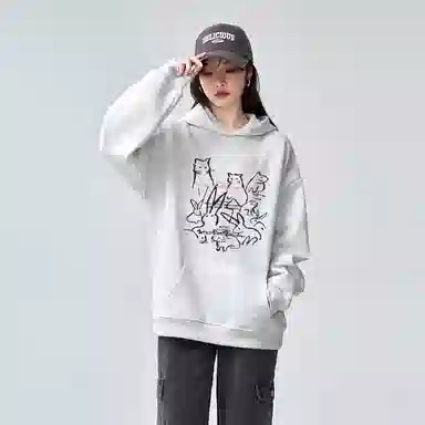 棉购 美式连帽潮流长袖卡通卫衣 男女同款