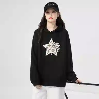 棉购 星星宽松连帽长袖卫衣 女款