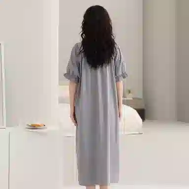 棉购 纯棉家居服休闲韩版甜美短袖春夏季睡裙 女款