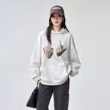 玉儿恋 连帽百搭潮流印花美式卫衣 男女同款